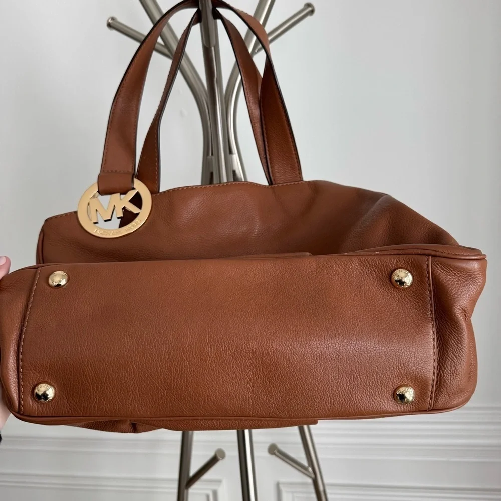 Michael Kors Brown / Cognac Pebbled Leather Shoulder Bag